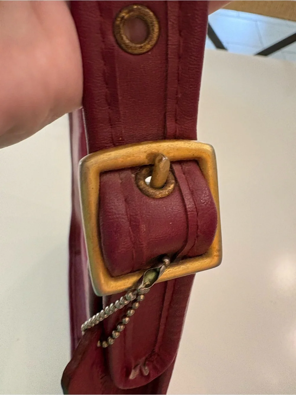 Coach Vintage Red Leather Hobo Shoulder Bag